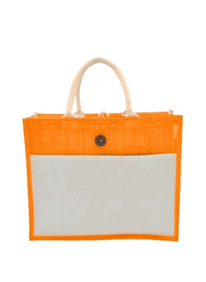 Fatio Set of 10 Eco-Friendly Jute Canvas Bags – Cream and Orange, Durable & Stylish - Image 2
